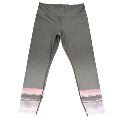 Legging ajustado Athleta Elation 7/8 para mujer talla L gris rosa estampado de paisaje Foto 1 de 4