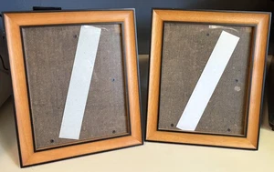 Cornice portafoto vintage metà secolo in legno bicolore angoli arrotondati regge 8”x10” - Foto 1 di 14