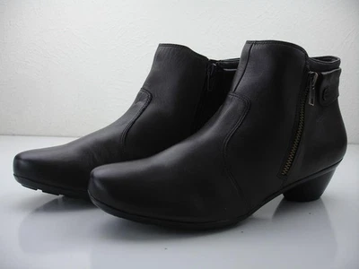 女式 10 M Naturalizer Haley 棕色皮革踝靴双拉链短靴 — 第 1/4 张图片