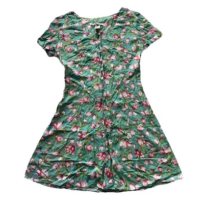 Vintage Jonathan Martin Full Button Front Dress Juniors 5 Tulip Floral Coquette - Image 1 of 4