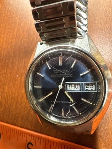 Timex Automatik Herren Armbanduhr 37368 10979 ozeanblaues Zifferblatt von 1979 LÄUFT! - Bild 1 von 7