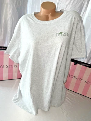 Victorias Secret PINK Boyfriend T-Shirt Oversized Green Palm Logo Large - Image 1 of 3