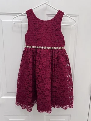 Vestido American Princess Niñas Sin Mangas Floral Encaje Superpuesto Talla 6 Rojo   Foto 1 de 4