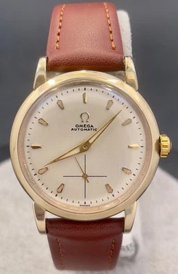 FANCY VINTAGE 34mm 1947 OMEGA BUMPER AUTOMATIC LUMINOUS DIAL WATCH SERVICE 342 - Image 1 of 4