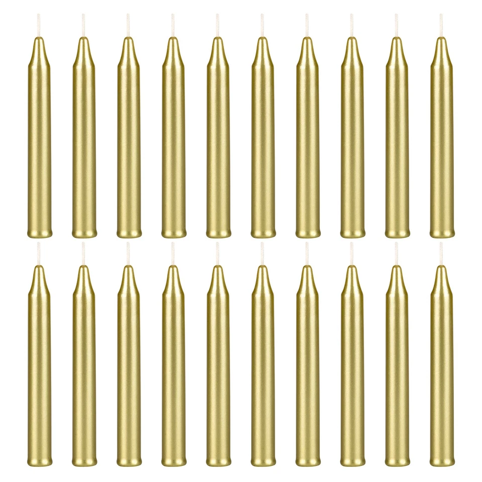 Mega Candles Unscented 4" Mini Chime Ritual Spell Taper Candle - Gold Set of 20