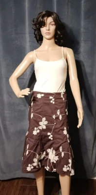 Falda Willi Smith Mujer 6 Forrados Bordados Marrón Algodón Moderna Elegante Flor Foto 1 de 4
