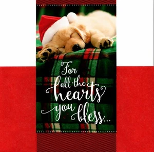 Yellow Lab Sleeping In Santa Hat Hallmark Christmas Card & Money Gift Holder - Picture 1 of 3