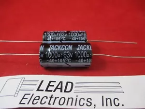 QTY2 1000UF 63-VOLT AXIAL 105-deg 16MM X 27MM - Picture 1 of 2