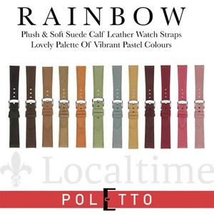 RAINBOW Palette Velour Suede Calf Leather Watch Straps - by Poletto Cinturini IT - Picture 1 of 16
