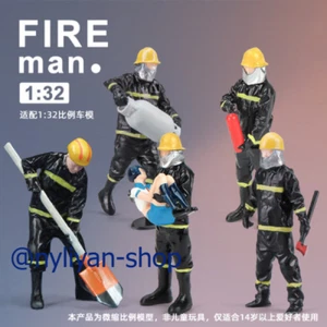 5pcs Miniatures 1/32 Black Firefighter Man Scene Props Figures Model for Cars - Picture 1 of 9