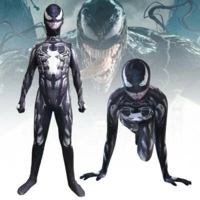 Book Day Venom Spiderman Adult Boys Cosplay Costume Jumpsuit Party Fancy Dress - Image 1 of 4