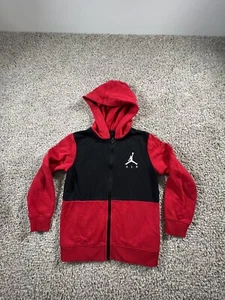 Jordan Jumpman Red & Black Fleece Hooded Jacket Boy’s Size 7 - Picture 1 of 8