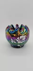 Fenton Art Glass Amethyst Carnival Glass Rose Bowl Painted and Signed - Picture 1 of 15