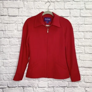 Vintage Ralph Lauren Purple Label Damen Blazer Jacke Größe 6 durchgehender Reißverschluss 100 % Wolle rot - Bild 1 von 10