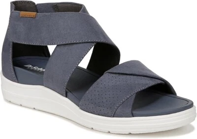 Sandália anabela feminina Dr. Scholl's Time Off divertida tecido azul óxido tamanho 8.5 - Imagem 1 de 4