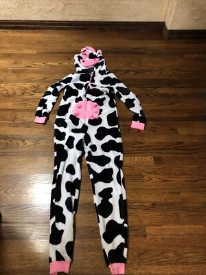 Secret Treasures Plush Brown Cow One Piece Zip Up Pajamas Costume Onzie Sz S - Image 1 of 4