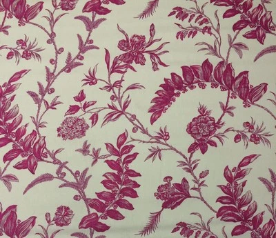 TELA DE LINO WAVERLY SOLOMONS FLOR DE SELLO ROSA MARFIL WILLIAMSBURG 1,6 YARDAS 54"W Foto 1 de 4