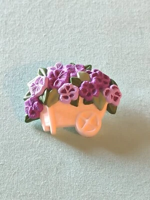 Broche broche prendedor vintage de plástico púrpura pensamientos HMK carro Foto 1 de 4