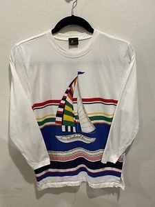 Camisa Mediana De Colección Lizsport Liz Clairborne Velero Rayas Multicolor Blanca - Imagen 1 de 7