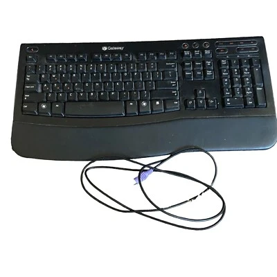 Vintage Gateway KB-0532 PS/2 Wired Computer Keyboard Black Ergonomic - Image 1 of 4