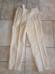 BAGATELLE Vintage Beige Cream Tapered Leg women Leather Pants Size 10 - New 30" - Picture 1 of 8