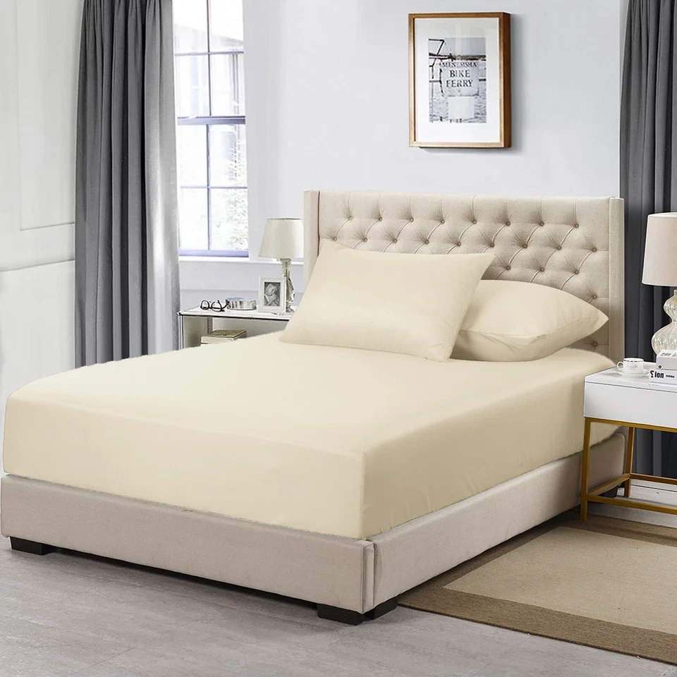 Sábanas ajustables de bolsillo profundo 1800 Queen King totalmente elásticas sábanas ajustables sábanas Foto 1 de 1