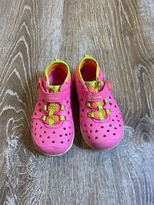 Stride Rite Made2play toddler girl water shoes Pink Rubber Neon Mesh 7 EUC CLEAN