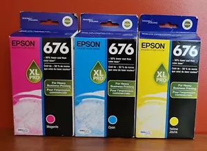 Epson 676XL Pro 3 Pack Cyan, Magenta, Yellow Factory Sealed NOS - Foto 1 di 4
