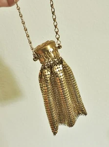 ANTIKE VINTAGE 30ER JAHRE GOLD METALL MESH FLAPPER GELDBÖRSE WHITING DAVIS - Bild 1 von 9