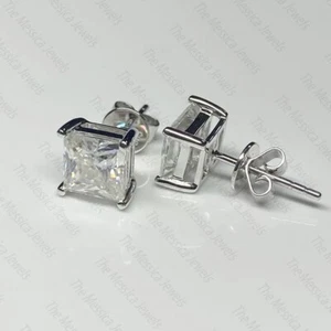 3.50TCW Princess Cut Moissanite Solitaire New Design Earring 925 Sterling Silver - Picture 1 of 9