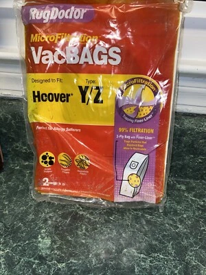 Rug Doctor Hoover Type Y/Z Micro Filtration Vac Bags 2 Pack Lot Of 4 #RD10494 - Image 1 of 2