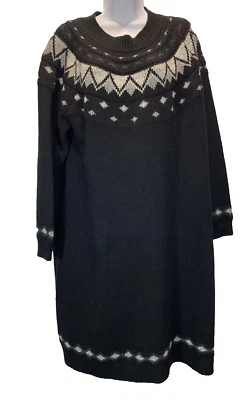 Vestido suéter para mujer Ellos color negro con detalles blancos y grises talla 18/20, grande Foto 1 de 4