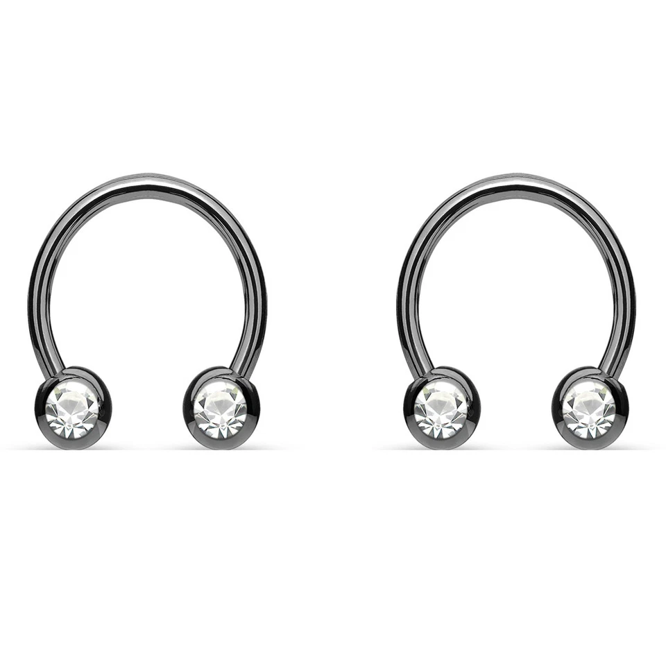 Pair of Nipple Ring Front Facing CZ Surgical Steel Circular Ear Cartilage C268 - Image 1 of 1