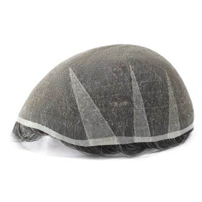 Swiss Lace Toupee For Mens Human Hair Replecement System Natural Hairpieces 8X10 - Image 1 of 4