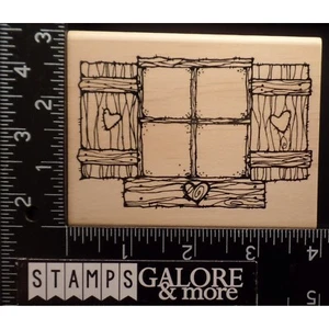 Hooks Lines & Inkers Rubber Stamps WOOD HOUSE WINDOW SHUTTERS FLOWER BOX #2088 - Imagen 1 de 2