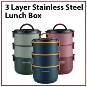 Gourmet Bento 3 Layer 2.2L Leakproof Stainless Steel Thermal Insulated Lunch Box - Picture 1 of 10