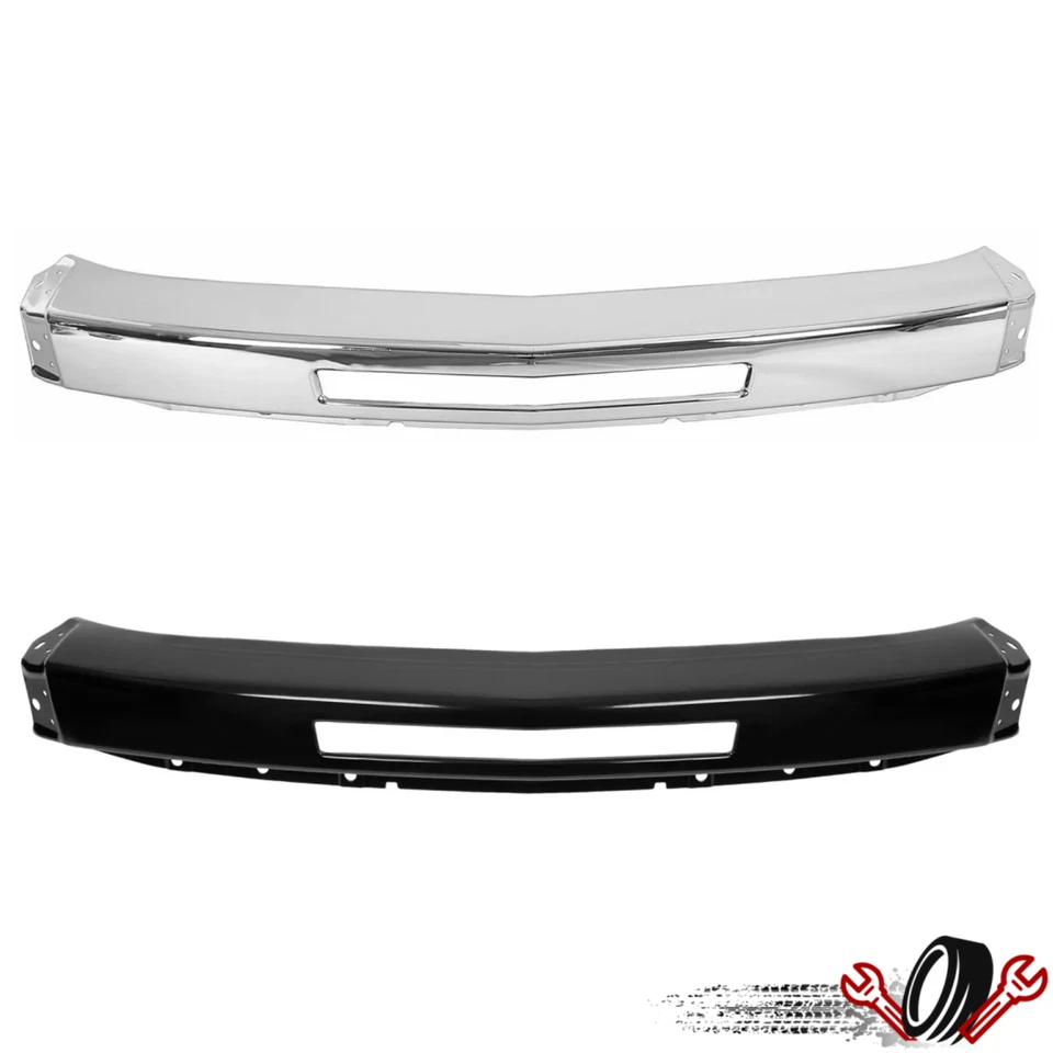 Black/ Chrome Steel Front Bumper Impact Face Bar For 07-13 Chevy Silverado 1500 - Image 1 of 1