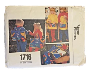 Sewing Pattern Vogue #1716 Children School Accessories Size Small Vt 1980s Uncut - Picture 1 of 3