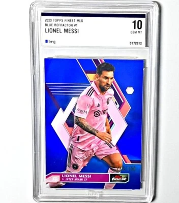 2023 Topps Finest MLS LIONEL MESSI! /150 BLUE REFRACTOR BRG10! - Image 1 of 2