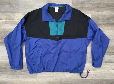 Vintage 90s Columbia Jacket Windbreaker Men’s XL Teal Purple Black Pull Over - Image 1 of 4