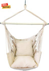 Hammock Chair Swing - 500 lb Capacity - Indoor/Outdoor (Beige)