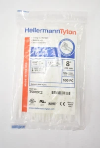 HellermannTyton Cable Tie T Series 100 Piece 8" L Natural Colored T50R9C2 - Picture 1 of 6