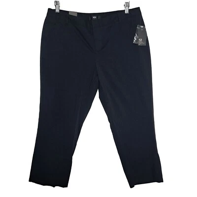 Calça social Mossimo preta feminina 12 nova com etiquetas Capri crop stretch ajuste moderno trabalho casual - Imagem 1 de 4