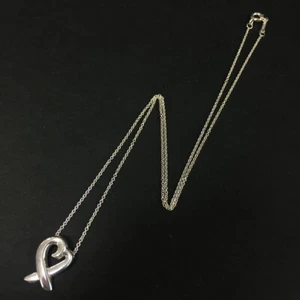 TIFFANY&CO. Silver 925 Paloma Picasso Loving Heart Pendant Necklace/7BE1029 - Picture 1 of 8