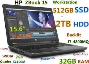 Workstation HP ZBook 15 i7-QuadCore (512GB SSD + 2TB HDD) 32GB FHD Quadro K1100M - Picture 1 of 11