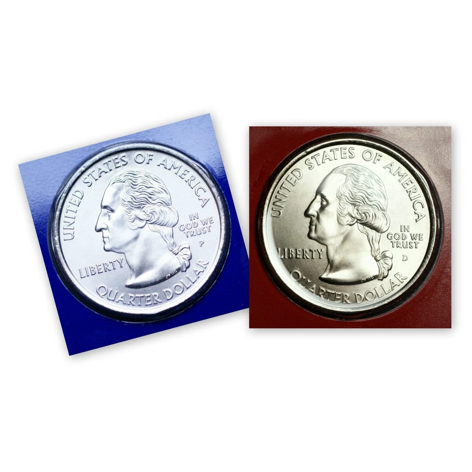 2008 P+D Oklahoma Quarters ~ Satin Mint Strikes ~ In Mint Wrap from Mint Set - Image 1 of 3