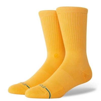 STANCE ICON CREW SOCKS.DAISY YELLOW CUSHIONED ARCH SUPPORT UK 6 - 13 S24