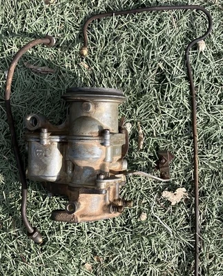 Vintage Ford Mercury Flathead V8 Carburetor Model 7RT & Fuel Lines - Image 1 of 4
