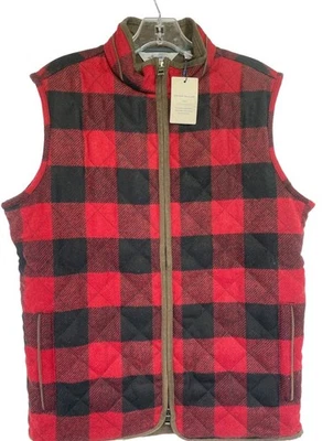 Peter Millar Crown Essex Sz Small Quilted Shetland Wool Vest Red Black (L23) NWT - Image 1 of 4