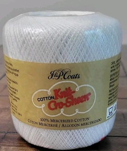 J&P Cappotti Maglia Cro-Sheen A-65 Bianco 100% Cotone Filo Uncinetto 325 Iarde Nuovo - Foto 1 di 6